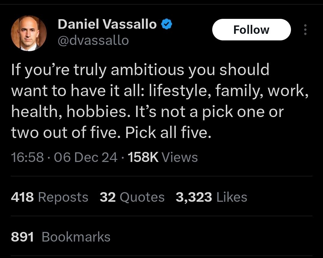 A tweet about ambition